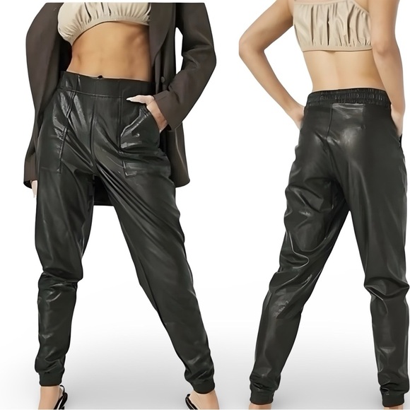 SPANX Luxe Faux Leather Jogger Pant | Black | Size Medium - Picture 2 of 16